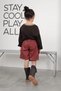 Leather Skort, Burgundy - 5