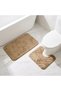 Textured 2-Piece Rabbit Fur Bath Mat Set