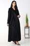 Black abaya with embroidered turn-down collar - 54 - 2