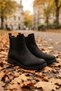 Women's Black Suede Chelsea Boots with Elastic Side Panels and Treaded Soles—Casual Boots - 2