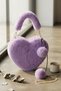 Purple Plush-Shaped Women's Clutch Bag with Chain Detail and Pom-Poms - 5