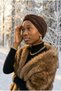 Crystal Butterfly Stone Embroidered Ribbed Lined Brown Ready-To-Wear Turban Hijab Evening Dress Bonnet - 8