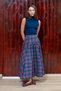 Blue Ecoe Pleated Corset-Style Long Skirt - 4