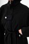 Women's Mock Neck Suit with Invisible Zipper, Gold Button Details, and Tie-Detail, Black - 6
