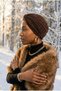 Crystal Butterfly Stone Embroidered Ribbed Lined Brown Ready-To-Wear Turban Hijab Evening Dress Bonnet - 7