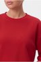 Women's Boxy 100% Cotton, Textured, Decorative Collar, Interlock, Long-Sleeve Red T-Shirt - 3