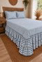 Blue-Striped Buldan 100% Cotton Double-Layer Ruffled 3-Piece Double-Size Bedspread Set, 240x260 cm