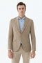 Beige Slim Fit Jacket, Pointed-Collar Plaid Jacket - 2