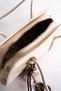 Charm detailed long strap shoulder bag, beige. - 4