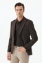 Coffee-Colored Slim Fit Jacket with a Pointed Collar and Plaid Pattern - 2