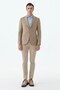 Beige Slim Fit Jacket, Pointed-Collar Plaid Jacket