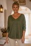 Italian Khaki V-Neck Long-Sleeve Soft-Textured Angora Knit Blouse 70 60 - 3