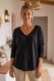 Italian Two-Piece Set: Black V-Neck Long-Sleeve Soft-Textured Angora Knit Blouse 70 60 - 3
