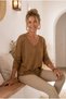 Italian Mustard-Colored V-Neck Long-Sleeve Soft-Textured Angora Knit Blouse 70 60 - 3