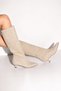 Cedric Women's Black Suede Texture Pointed Toe Low Cat Heel Long Boots