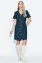 V-Neck Button-Down Short-Sleeved Dress - 2