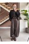 LEATHER-LOOK BARREL-CUT SHINY PANTS