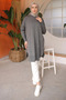 Anthracite Crew Neck Slim-Fit Mercerized Loose-Fit Knit Tunic