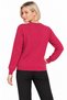 Women's Crew-Neck Wool Sweater embellished with stones on the chest, Cyclamen - 3