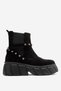 Women's Thick Sole Chelsea Boots with Belt Detail, Genuine Suede Leather, NYRA SUEDE BLACK
