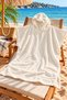 White Hooded Wearable Velour Soft-Textured Beach and Pool Towel Poncho – 90x70 cm_Defective. - 5