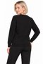 Women's Crew-Neck Wool Sweater embellished with stones on the chest, Black - 2