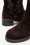 Chino Brown Suede Leather Studded Women's Boots - 4