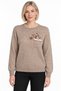 Women's Crew-Neck Wool Sweater embellished with stones on the chest, Light Beige - 2