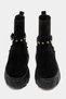 Women's Thick Sole Chelsea Boots with Belt Detail, Genuine Suede Leather, NYRA SUEDE BLACK - 4