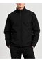 Men's Polyester-Padded, Zippered, Long-Sleeved Black Jacket