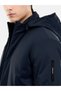 Men's Navy Blue Long-Sleeve Padded Jacket with a Zipper - 3