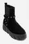 Women's Thick Sole Chelsea Boots with Belt Detail, Genuine Suede Leather, NYRA SUEDE BLACK - 2