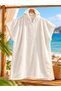 White Hooded Wearable Velour Soft-Textured Beach and Pool Towel Poncho – 90x70 cm_Defective. - 6