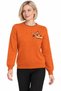 Women's Crew-Neck Wool Sweater embellished with stones on the chest, Orange