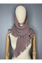 Hand-Knitted, Tone-on-Tone, Glittery Knit Scarf With Scarf - 2