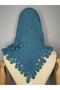 Hand-Knitted, Tone-on-Tone, Glittery Knit Scarf With Scarf - 5