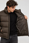 Men's Stand Collar Winter Puffer Jacket, Lined Zipper Pocket Coat - 4