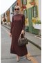 BROWN DRESS WITH BUTTONED SLEEVES - 5