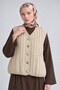Quilted Short Vest with Pockets, Beige
