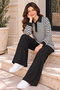 طقم محتشم ثنائي مخطط N8339 أسود - 2