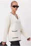 Women's Riola Pocket Detail Ecru Knit Sweater - 3