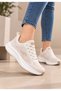 32751 Women's Beige Memory Foam Orthopedic Sole Lace-Up Casual Walking, Sports, and Running Shoes - 2
