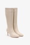 Navy Cream Leather Women's Heeled Boots - 3
