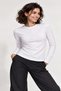 Women's Long-Sleeved Basic Blouse with Front Seam Detail and Boat Neck
