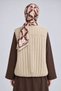 Quilted Short Vest with Pockets, Beige - 4