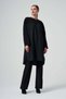 Panelled Long Tunic with Long Sleeves - Black - 2