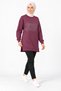 Women's Black Long Sweatshirt with Stone Embellishments, Modest Tunic