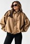 Women's Light Brown Suede-Lined Oversized Bomber Jacket - 3