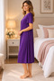 Women's Purple Embroidered Nightgown (Available in Plus Sizes) - 2