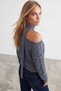 Women's navy blue boat neck tie-neck striped thick knit blouse alc-x15995 - 6